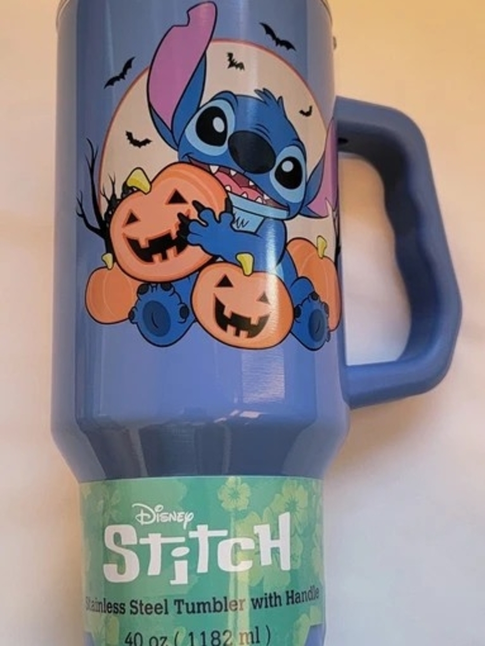 Disney Stitch Halloween Blue Stainless Steel Tumbler with Handle 40 oz